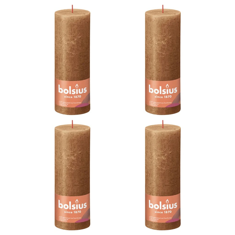 Bolsius Bolsius Stompkaarsen Shine 4 st rustiek 190x68 mm spice brown