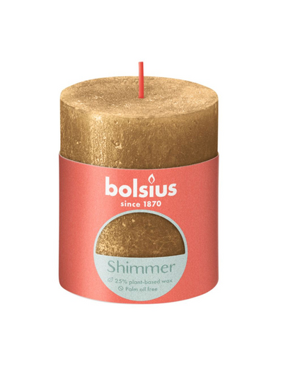 Bolsius stompkaars shimmer 8x6.8 cm goud