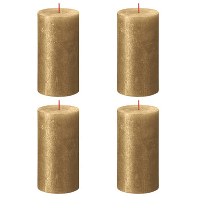 Bolsius Bolsius Stompkaarsen Shimmer 4 st rustiek 130x68 mm goudkleurig