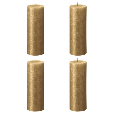 Bolsius Bolsius Stompkaarsen Shimmer 4 st rustiek 190x68 mm goudkleurig