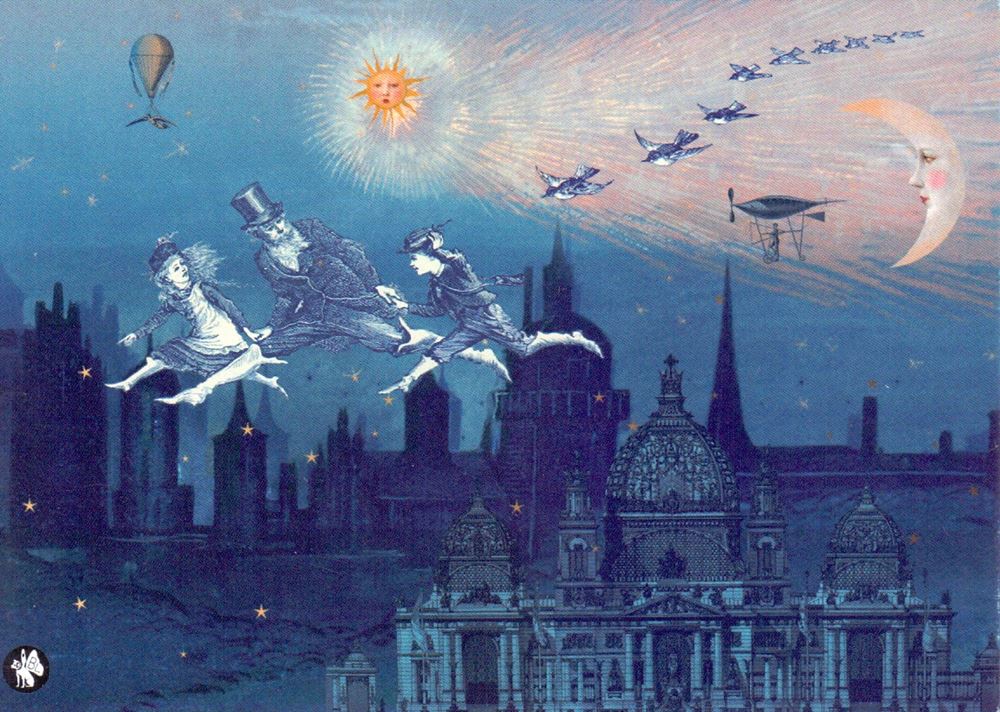 Prentbriefkaart cd01: night flight. 6 st