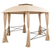 Vidaxl tuinpaviljoen met gordijnen hexagonaal 360x265 cm - afbeelding 2