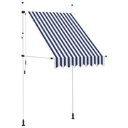 Vidaxl luifel handmatig uittrekbaar 150 cm blauw en witte strepen - afbeelding 2
