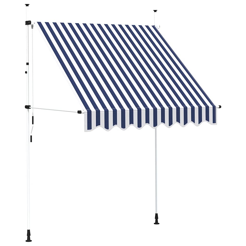 Vidaxl luifel handmatig uittrekbaar 200 cm blauw en witte strepen