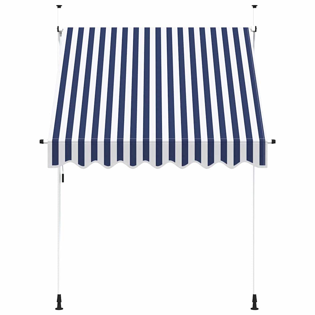 Vidaxl luifel handmatig uittrekbaar 200 cm blauw en witte strepen