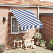 Vidaxl luifel handmatig uittrekbaar 200 cm blauw en witte strepen - afbeelding 1
