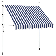 Vidaxl luifel handmatig uittrekbaar 250 cm blauw en witte strepen - afbeelding 2