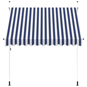 Vidaxl luifel handmatig uittrekbaar 250 cm blauw en witte strepen - afbeelding 3