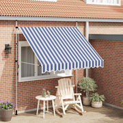 Vidaxl luifel handmatig uittrekbaar 250 cm blauw en witte strepen - afbeelding 1