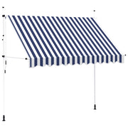 Vidaxl luifel handmatig uittrekbaar 300 cm blauw en witte strepen - afbeelding 2
