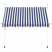 Vidaxl luifel handmatig uittrekbaar 300 cm blauw en witte strepen - afbeelding 3