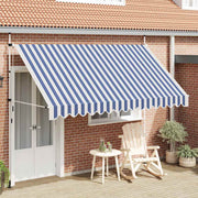 Vidaxl luifel handmatig uittrekbaar 350 cm blauw en witte strepen - afbeelding 1