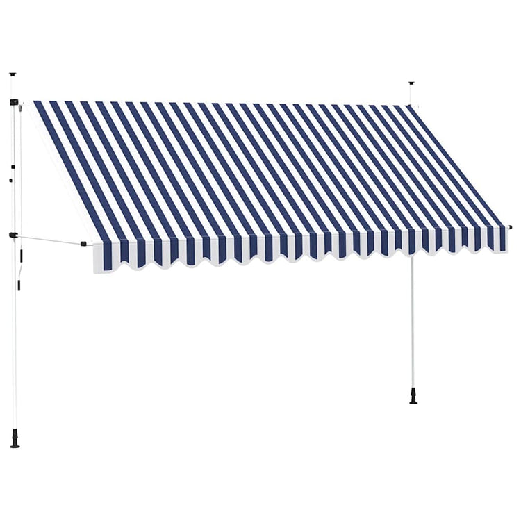Vidaxl luifel handmatig uittrekbaar 400 cm blauw en witte strepen