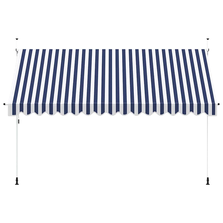 Vidaxl luifel handmatig uittrekbaar 400 cm blauw en witte strepen