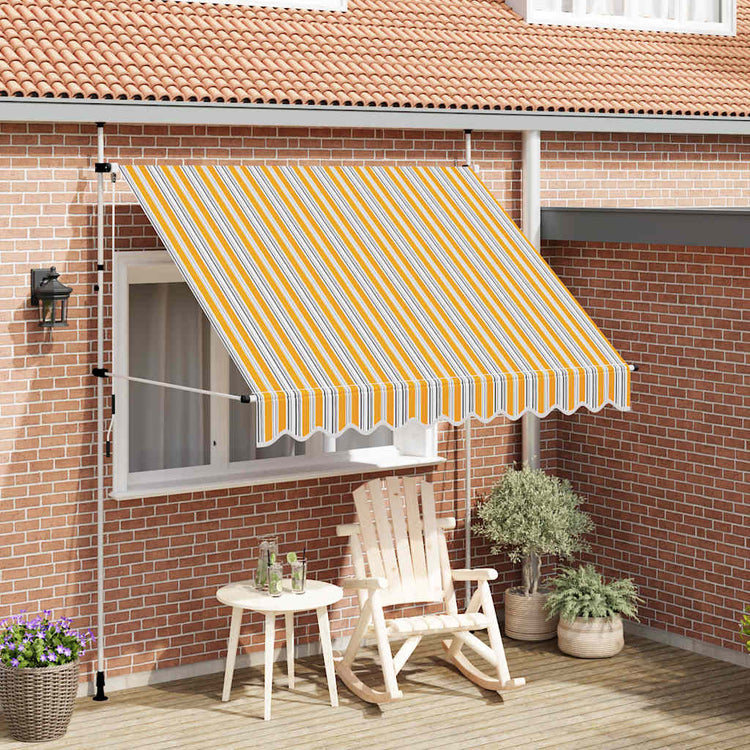 Vidaxl luifel handmatig uittrekbaar 250 cm geel en blauwe strepen