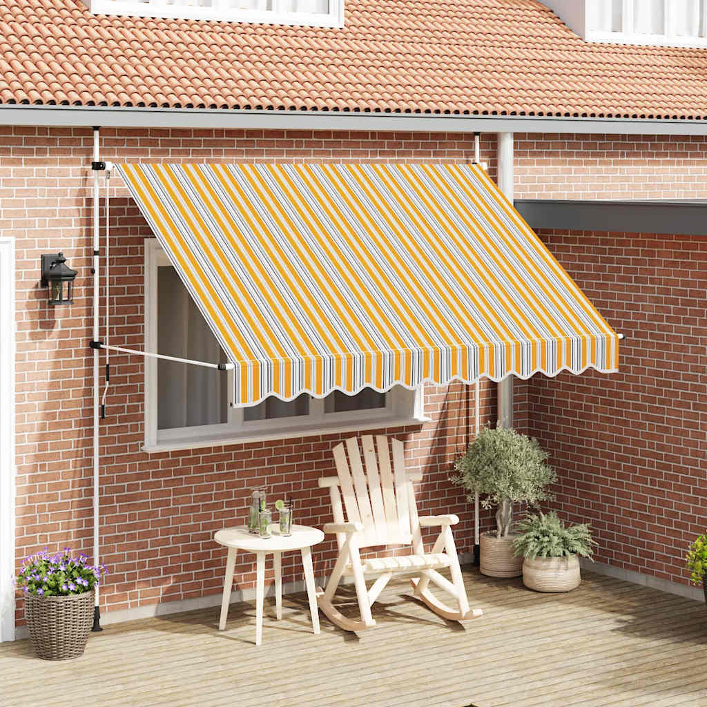 Vidaxl luifel handmatig uittrekbaar 300 cm geel en blauwe strepen