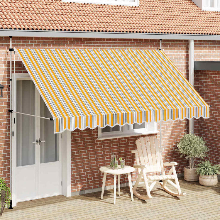 Vidaxl luifel handmatig uittrekbaar 350 cm geel en blauwe strepen