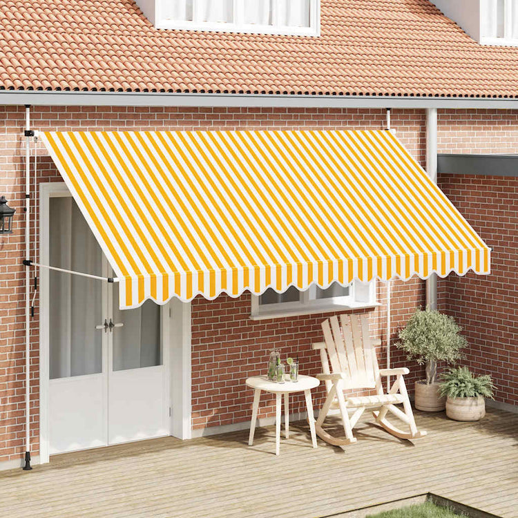 Vidaxl luifel handmatig uittrekbaar 400 cm oranje en witte strepen