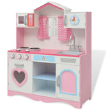 Vidaxl speelgoedkeuken roze en wit 82x30x100 cm hout - afbeelding 1
