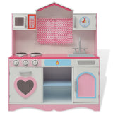 Vidaxl speelgoedkeuken roze en wit 82x30x100 cm hout - afbeelding 2