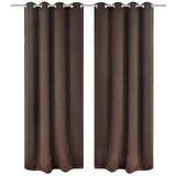 Vidaxl gordijnen met metalen ringen verduisterend 135x175 bruin 2 st - afbeelding 1