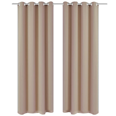 Vidaxl gordijnen met metalen ringen verduisterend 135x175 crème 2 st