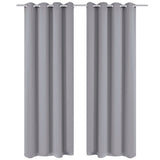 Vidaxl gordijnen met metalen ringen verduisterend 135x175 grijs 2 st - afbeelding 1