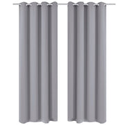Vidaxl gordijnen met metalen ringen verduisterend 135x175 grijs 2 st - afbeelding 1