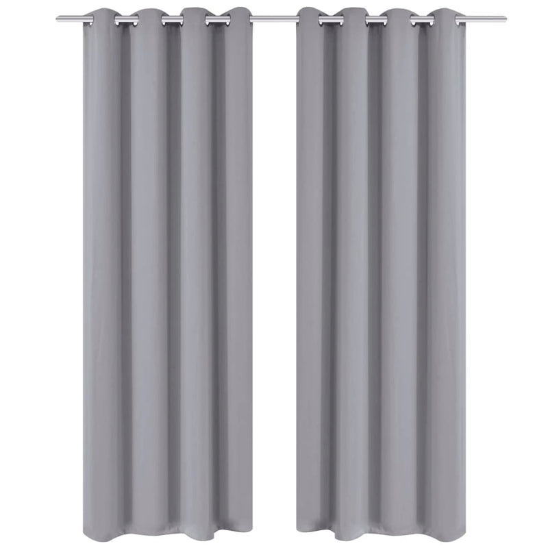Vidaxl gordijnen met metalen ringen verduisterend 135x175 grijs 2 st