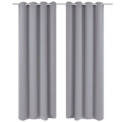 Vidaxl gordijnen met metalen ringen verduisterend 135x175 grijs 2 st