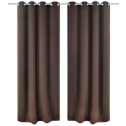 Vidaxl gordijn met metalen ringen verduisterend 270x245 bruin - afbeelding 2