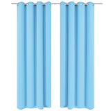 Vidaxl gordijnen met metalen ringen verduisterend 135x175 turquoise 2 st - afbeelding 1