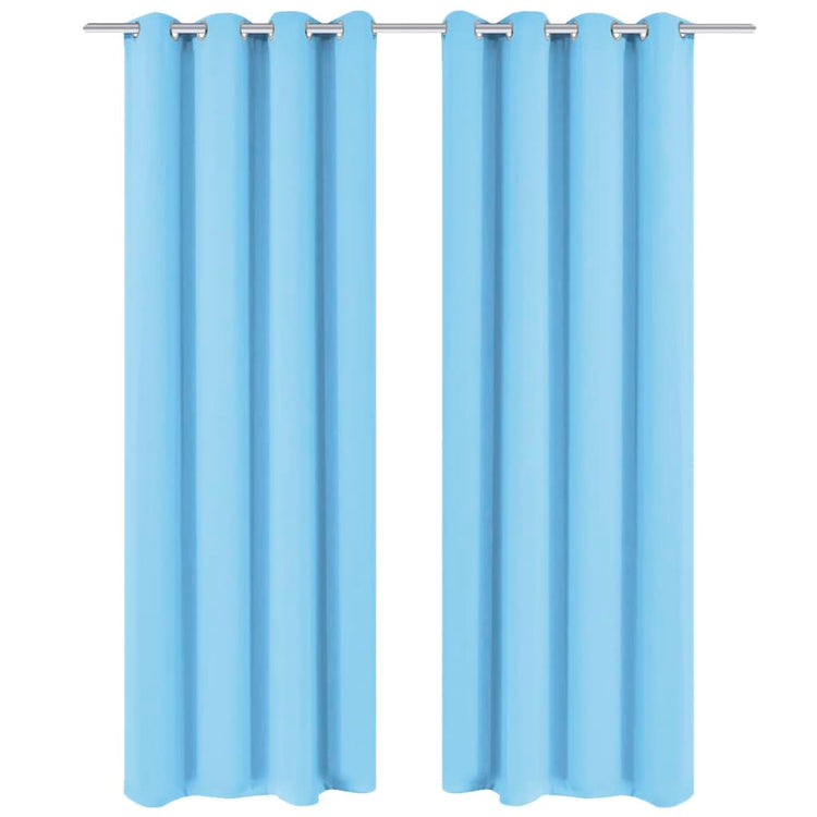 Vidaxl gordijnen met metalen ringen verduisterend 135x175 turquoise 2 st