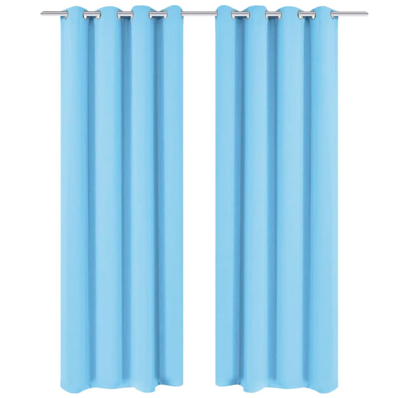 Vidaxl gordijnen met metalen ringen verduisterend 135x175 turquoise 2 st