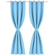 Vidaxl gordijnen met metalen ringen verduisterend 135x175 turquoise 2 st - afbeelding 2