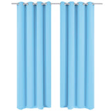 Vidaxl gordijnen met metalen ringen verduisterend 135x245 turquoise 2 st - afbeelding 1