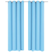 Vidaxl gordijnen met metalen ringen verduisterend 135x245 turquoise 2 st - afbeelding 1