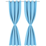 Vidaxl gordijnen met metalen ringen verduisterend 135x245 turquoise 2 st - afbeelding 2