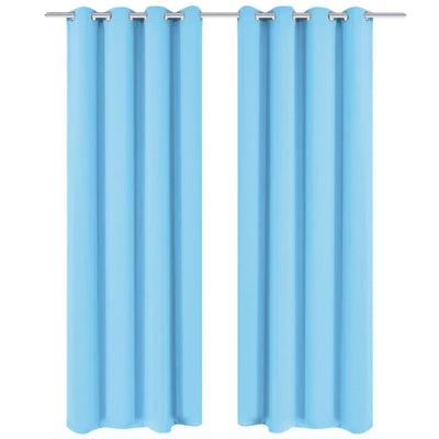 Vidaxl gordijn met metalen ringen verduisterend 270x245 turquoise