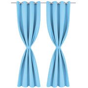Vidaxl gordijn met metalen ringen verduisterend 270x245 turquoise - afbeelding 3
