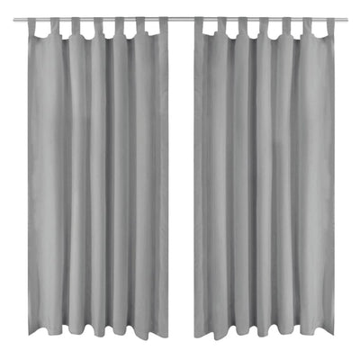Vidaxl micro-satijnen gordijnen met lussen 140x175 cm grijs 2 st