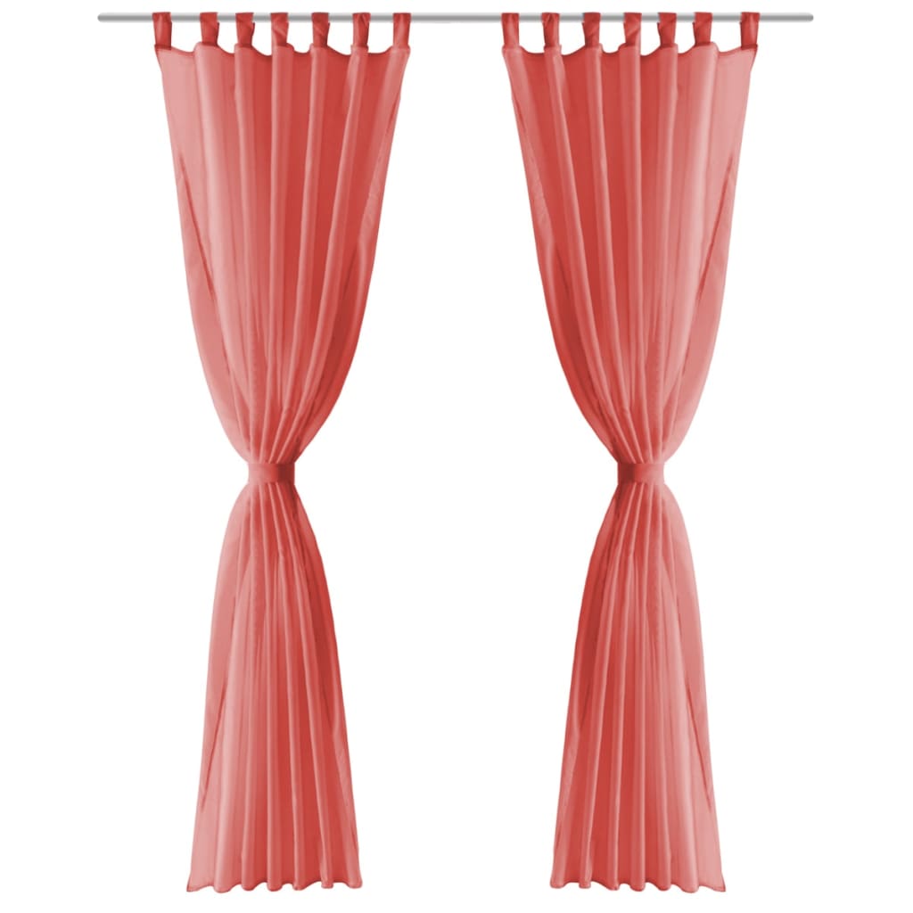 Vidaxl gordijnen voile 140x225 cm rood 2 st