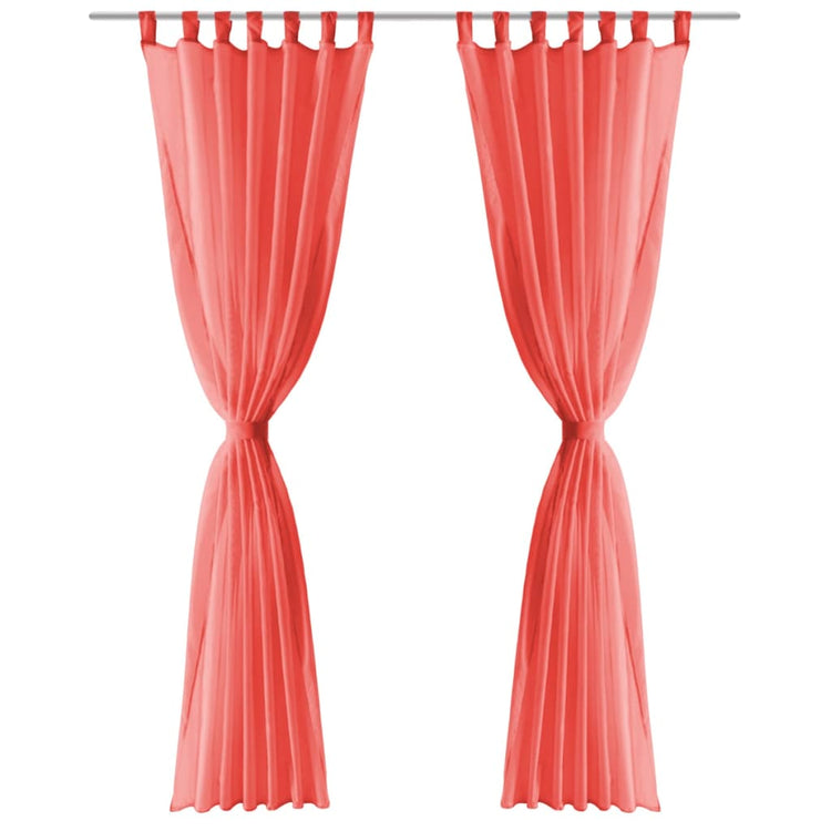 Vidaxl gordijnen voile 140x225 cm rood 2 st