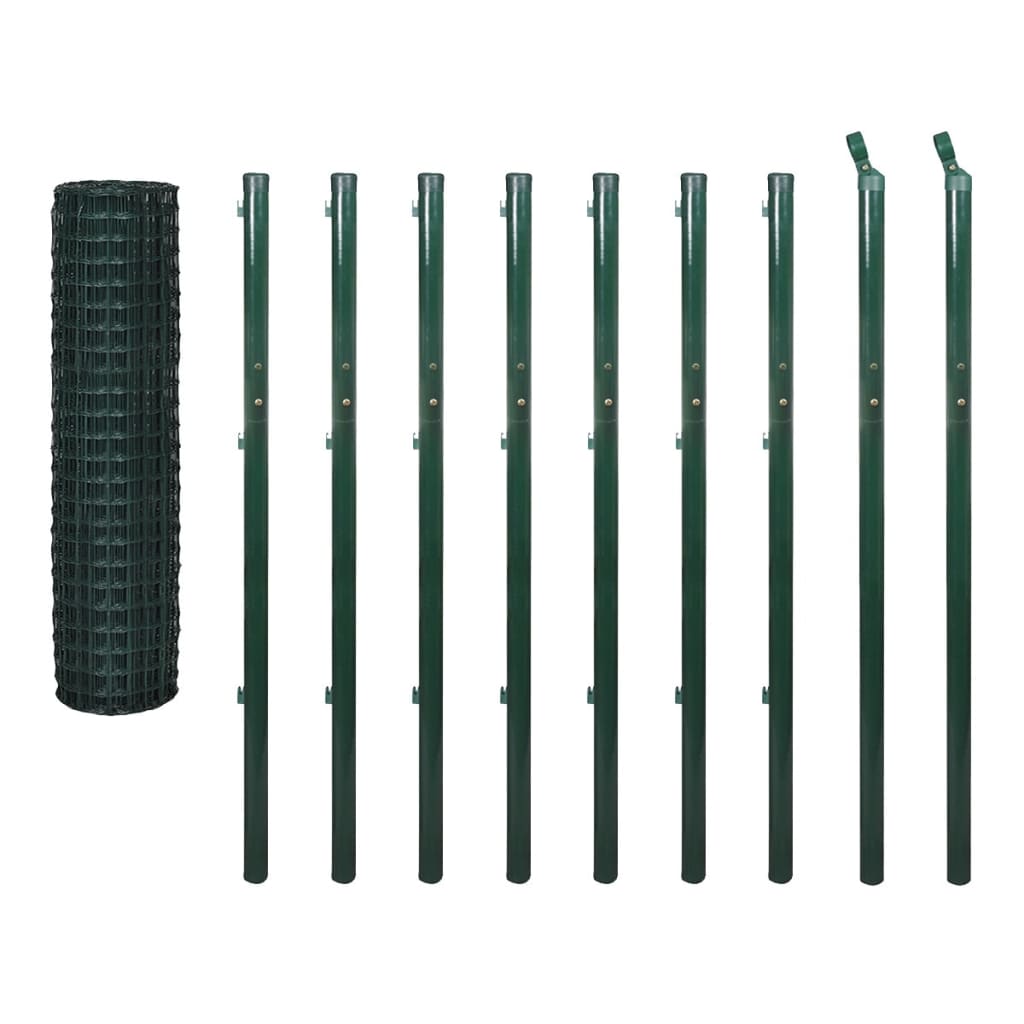 Vidaxl euro hek 10x1,7 m staal groen