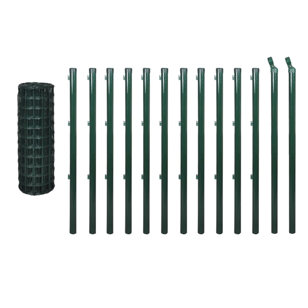 Vidaxl euro hek 25x1,2 m staal groen