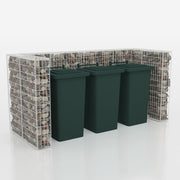 VidaXL Schanskorf drievoudige vuilnisbak ombouw 250x100x120 cm staal - afbeelding 3