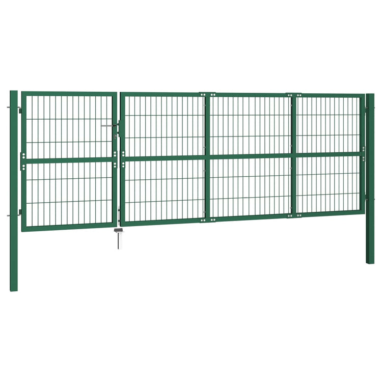 VidaXL Poort met palen 350x120 cm staal groen