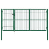 VidaXL Poort met palen 350x140 cm staal groen - afbeelding 1