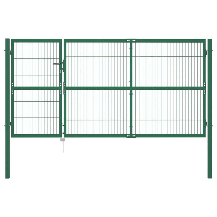 VidaXL Poort met palen 350x140 cm staal groen