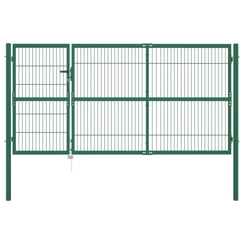 VidaXL Poort met palen 350x140 cm staal groen